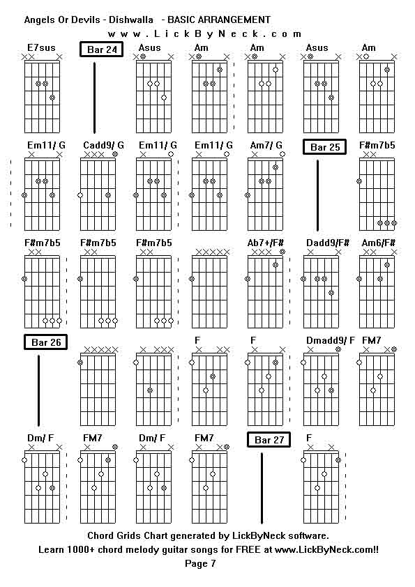 Chord Grids Chart of chord melody fingerstyle guitar song-Angels Or Devils - Dishwalla   - BASIC ARRANGEMENT,generated by LickByNeck software.